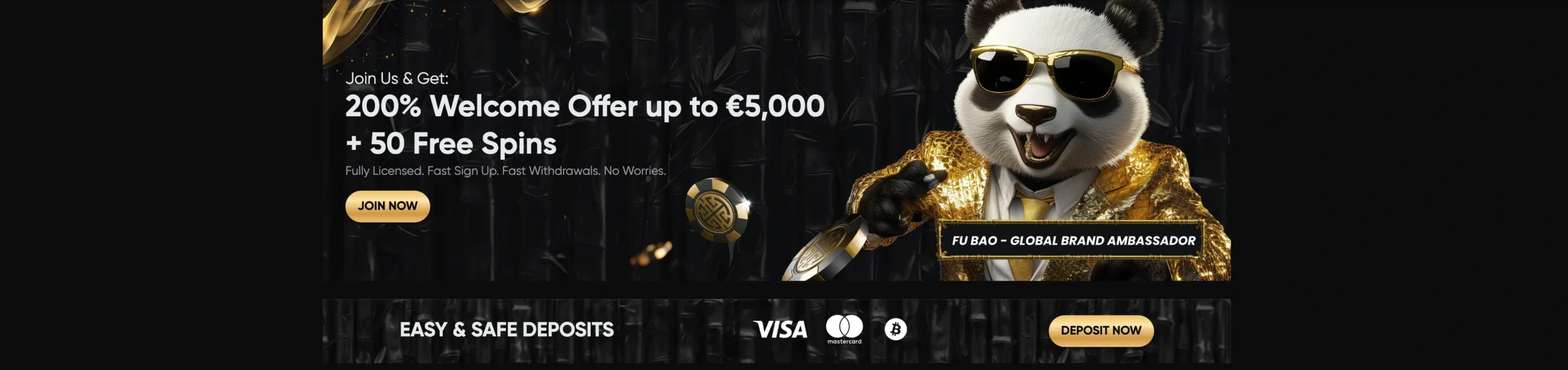 Welkomstbonus bij Golden Panda casino banner